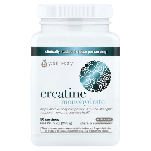 Youtheory - Essentials Creatina Mono-hidratada Sem Sabor 255 g