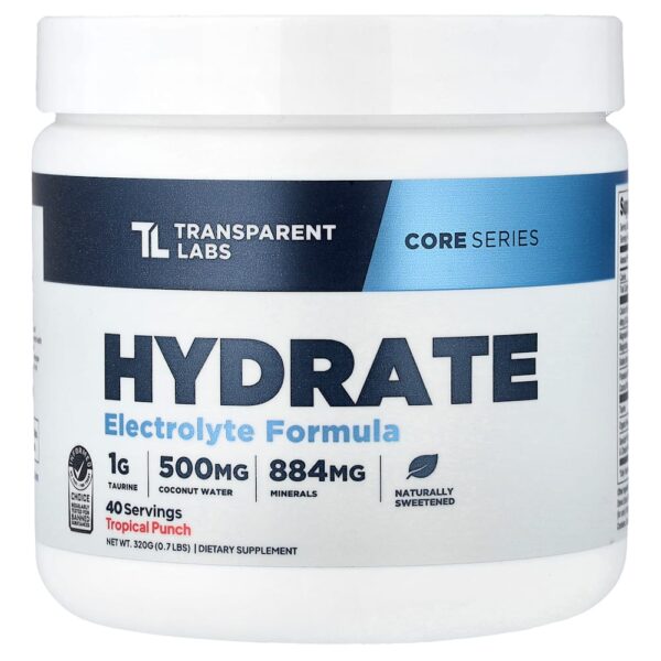 Transparent Labs - Core Series Fórmula de Eletrólitos para Hidratação Sabor Tropical 320 g