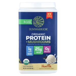 Sunwarrior - Proteína Orgânica à Base de Plantas + Cogumelos Baunilha 912,3 g