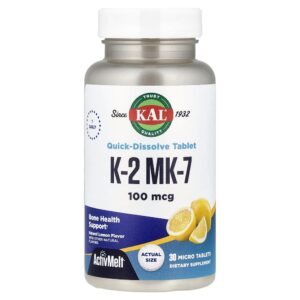 KAL - K-2 MK-7 Limão Natural 100 mcg 30 Microcomprimidos