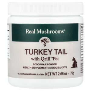 Real Mushrooms - Turkey Tail com Qrill Pet Para Cães e Gatos 75 g