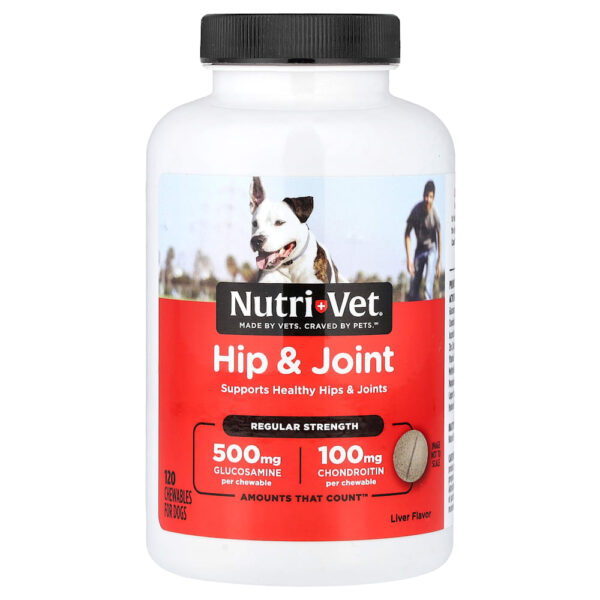 8-391.jpg NutriVet - Quadril e Articulações Potência Regular Para Cães Fígado 120 Comprimidos Mastigáveis