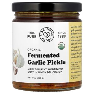 Pure Indian Foods - Pickle de Alho Fermentado Orgânico 255 g