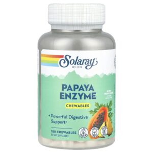Solaray - Enzimas de Mamão Abacaxi Natural 180 Cápsulas Mastigáveis