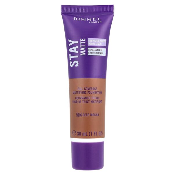 Rimmel London - Stay Matte Full Coverage Mattifying Foundation 504 Deep Mocha 30 ml