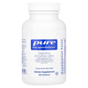 Pure Encapsulations - Ultra Enzimas Digestivas com Cloridrato de Betaína 180 Cápsulas