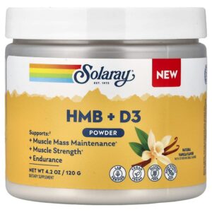 Solaray - HMB + D3 em Pó Baunilha Natural 120 g