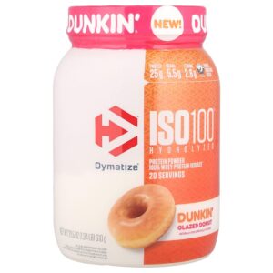 Dymatize - ISO100 Hidrolisado 100% de Isolado de Proteína Whey Rosquinha com Cobertura Dunkin 610 g