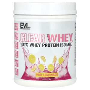 EVLution Nutrition - Clear Whey 100% Isolado de Proteína Whey Limonada Rosa 500 g