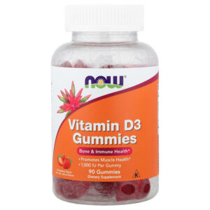 NOW Foods - Gomas de Vitamina D3 Morango 25 mcg (1.000 UI) 90 Gomas