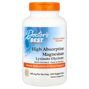 Doctor's Best - Glicinato Lisinato de Magnésio Alta Absorção 240 Cápsulas Vegetais (52,5 mg por Cápsula)
