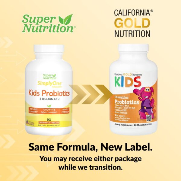 California Gold Nutrition - Probióticos para Crianças Frutos Silvestres 5 Bilhões de UFCs 90 Comprimidos Mastigáveis