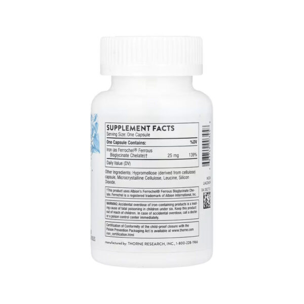 Bisglicinato Ferroso 25mg 60 Cápsulas - Thorne