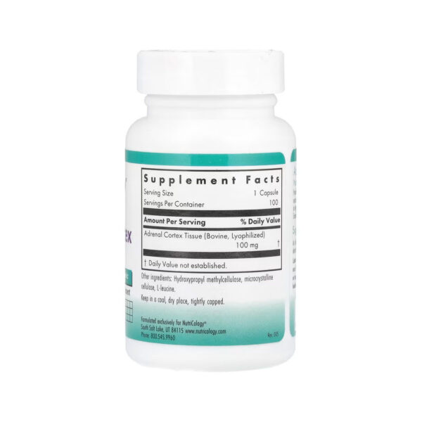 Córtex adrenal Glandularidade Natural 100mg 100 Cápsulas Vegetais - Nutricology