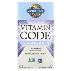 Garden of Life - Vitamin Code 50 & Wiser Men Multivitamínico Integral 240 Cápsulas Vegetarianas