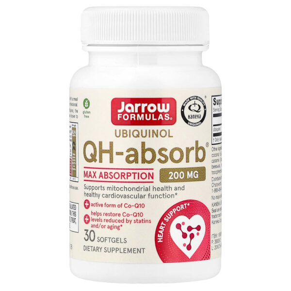Jarrow Formulas - Ubiquinol QH-Absorb Absorção Máxima 200 mg 30 Cápsulas Softgel