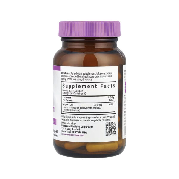 Magnésio Quelato Tamponado 200mg Buffered Chelated Magnesium 60 Cápsulas - Bluebonnet Nutrition