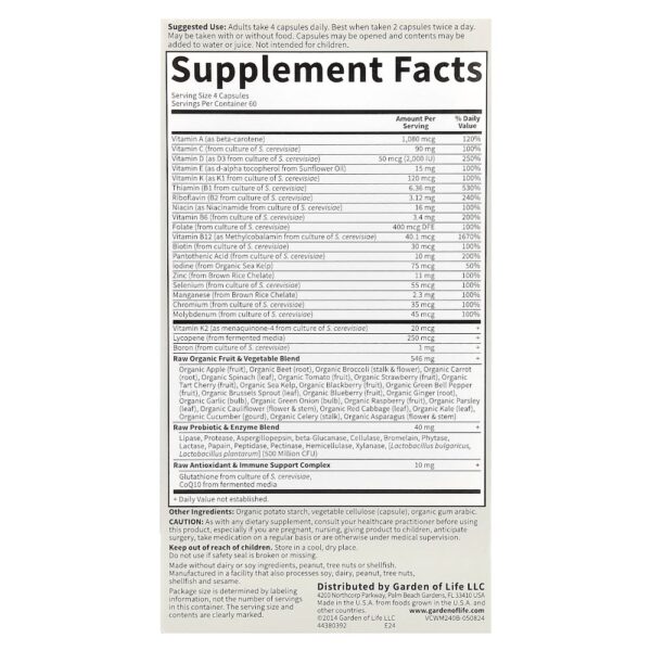 85-12.jpg Garden of Life - Vitamin Code 50 & Wiser Men Multivitamínico Integral 240 Cápsulas Vegetarianas
