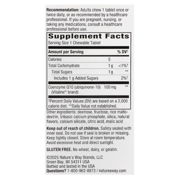 Nature's Way - CoQ10 Smart Q10 Frutas Tropicais 100 mg 30 Comprimidos Mastigáveis