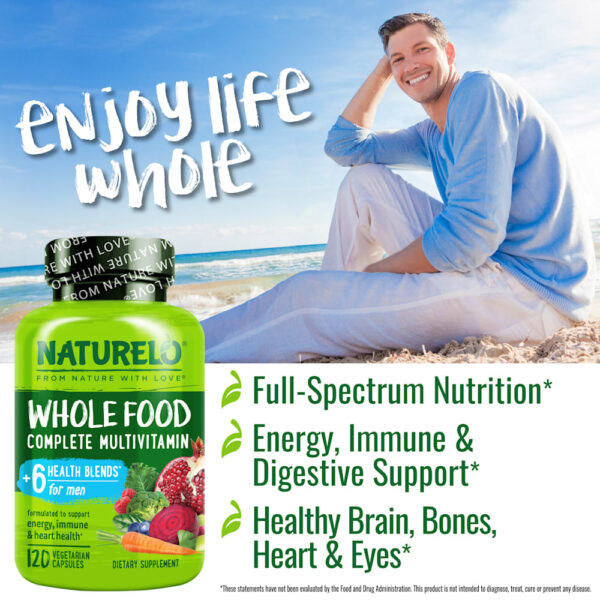 NATURELO - Multivitamínico Completo Integral para Homens 120 Cápsulas Vegetarianas