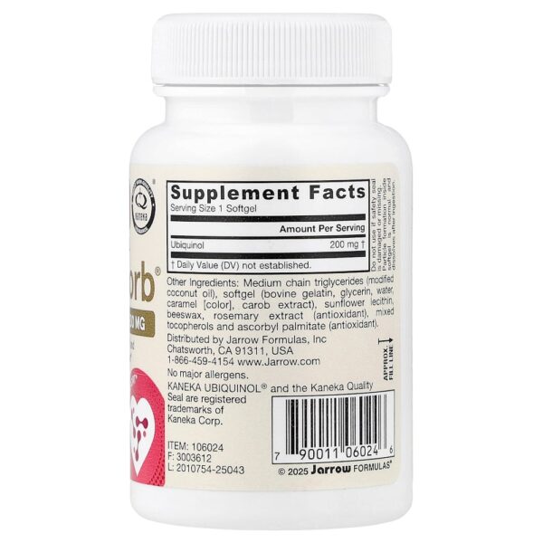 Jarrow Formulas - Ubiquinol QH-Absorb Absorção Máxima 200 mg 30 Cápsulas Softgel