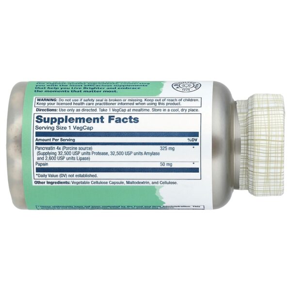 Solaray - Pancreatina 1300 com Protéase Amilase e Lipase 90 VegCaps