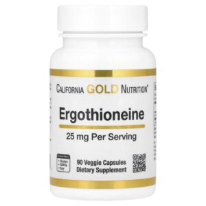 California Gold Nutrition - Ergotioneína 25 mg 90 Cápsulas Vegetais