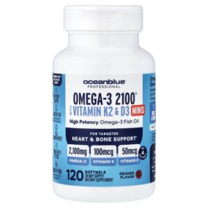 9-18.jpg Ocean Blue - Professional Omega-3 2100 com Vitaminas K2 e D3 Sabor Laranja 120 Cápsulas Softgel