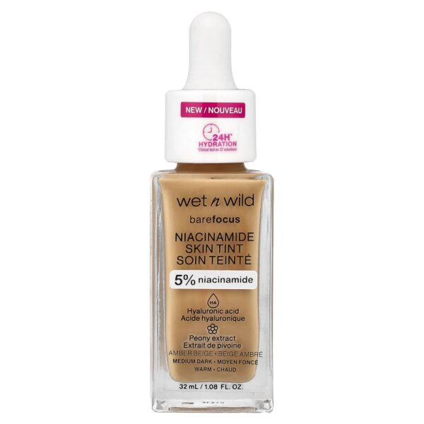 wet n wild - Bare Focus Skin Tint com Niacinamida 5% Bege Âmbar 32 ml
