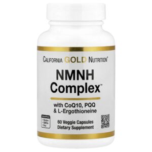 California Gold Nutrition - Complexo NMNH com CoQ10 PQQ e L-Ergotioneína 60 Cápsulas Vegetais