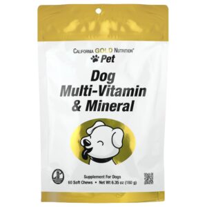 California Gold Nutrition - Pet Multivitamínico e Minerais para Cães 60 Cápsulas Mastigáveis 180 g