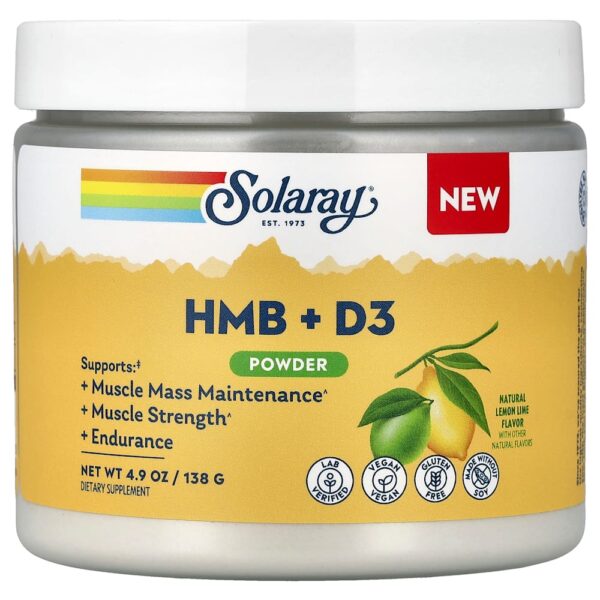 Solaray - HMB + D3 em Pó Limão-siciliano Natural 138 g