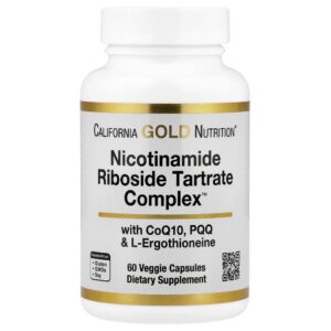 California Gold Nutrition - Complexo de Tartarato de Ribosídeo de Nicotinamida (NRT) 60 Cápsulas Vegetais