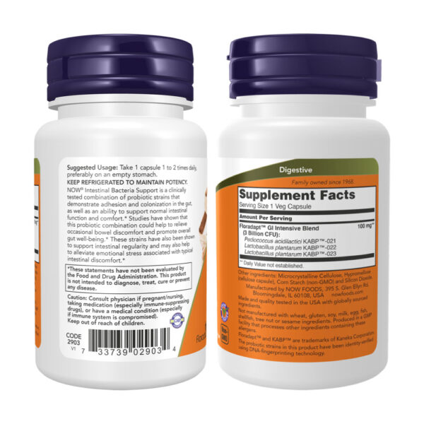 Intestinal Bacteria Support Suporte para Bactérias Intestinais 60 Veg Cápsulas - Now Foods