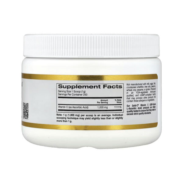 Gold C® em Pó Vitamina C de Classe USP 1.000mg 250 g - California Gold Nutrition