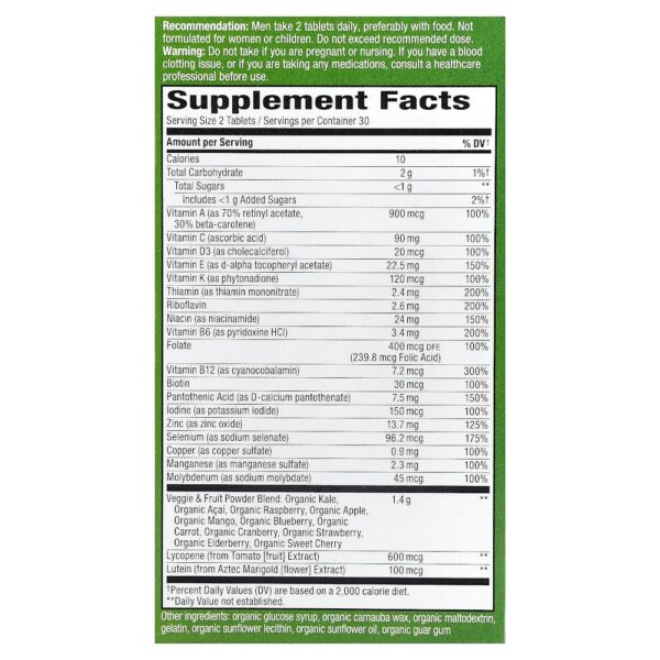 Nature's Way - Alive! Garden Goodness Multivitamínico Completo para Homens 60 Comprimidos