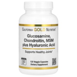 California Gold Nutrition - Glicosamina Condroitina MSM mais Ácido Hialurônico 120 Cápsulas Vegetais