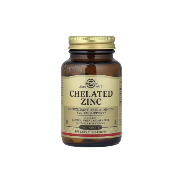 Zinco Quelato Chelated Zinc 22mg 100 Comprimidos - Solgar