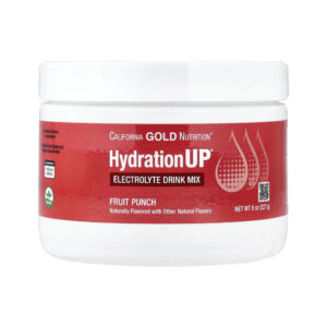 HydrationUP Mistura para Bebida de Eletrólitos com Cálcio Potássio Vitamina C e Vitamina E Ponche de Frutas 227 g - California Gold Nutrition