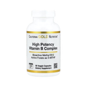 Vitaminas do Complexo B de Alta Potência com Metilfolato e Metil B12 90 Cápsulas Vegetais - California Gold Nutrition