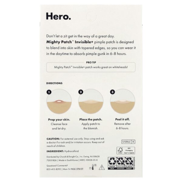 Adesivo Hidrocoloide para Acne Mighty Patch Invisible+ 72 Adesivos - Hero Cosmetics