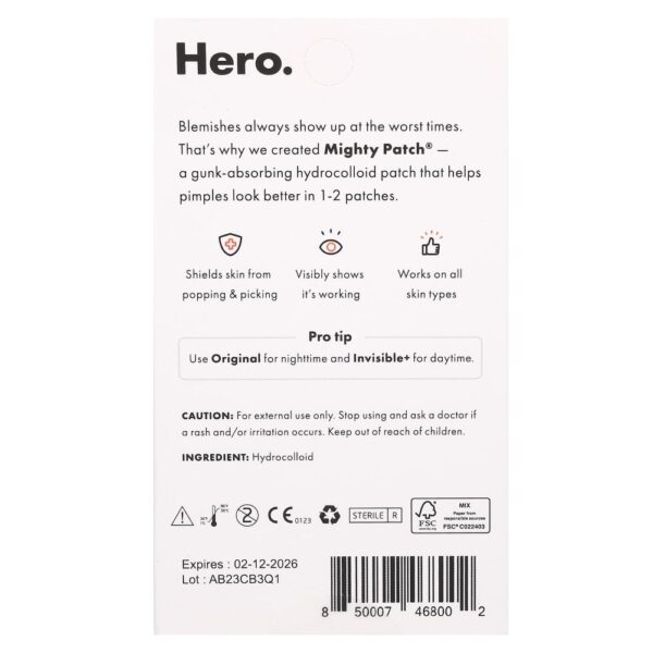 Adesivos Hidrocoloides para Acne Mighty Patch Duo 12 Adesivos - Hero Cosmetics