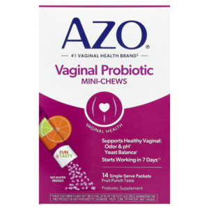 AZO - Probiótico Vaginal Mastigável Sabor Ponche de Frutas 14 Sachês de 1.4 g