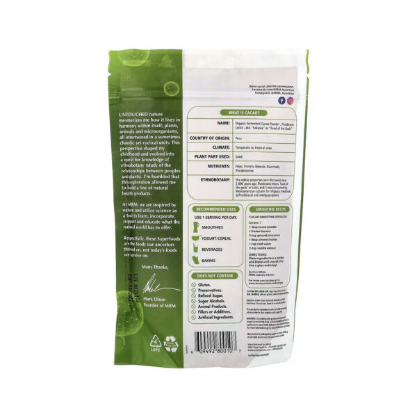 Cacau Fermentado Orgânico em Pó 240g - MRM