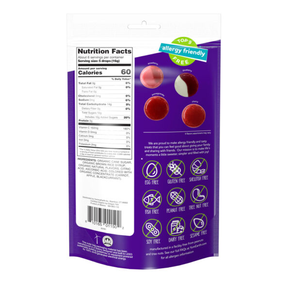 Balas Duras de Vitamina C Orgânica Frutas Antioxidantes 94 g - YumEarth