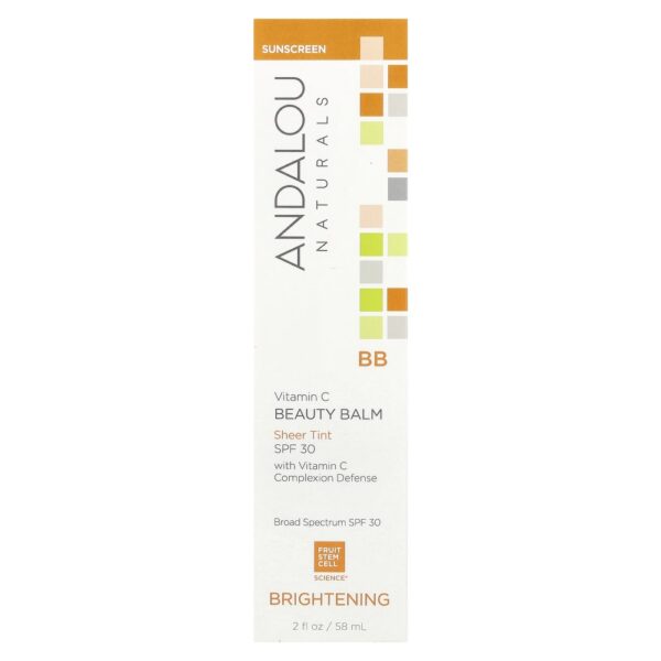 Bálsamo Facial BB Cream Iluminador Vitamina C FPS 30 Cor Transparente 58 ml - Andalou Naturals