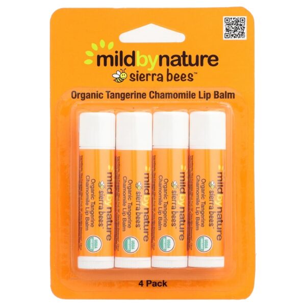 Bálsamo Labial Orgânico Tangerina e Camomila 4 Unidades 4,25 g Cada - Mild By Nature