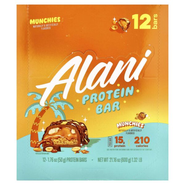 Barra de Proteína Munchies Protein Bar Caixa com 12 Unidades de 50 g - Alani Nu