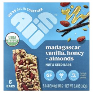 Barras de Nozes e Sementes Baunilha de Madagascar Mel e Amêndoas Caixa com 6 Unidades de 40 g - All In Food PBC