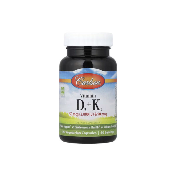 Vitamina D3 2.000 UI + K2 90mcg - Carlson 30 Cápsulas